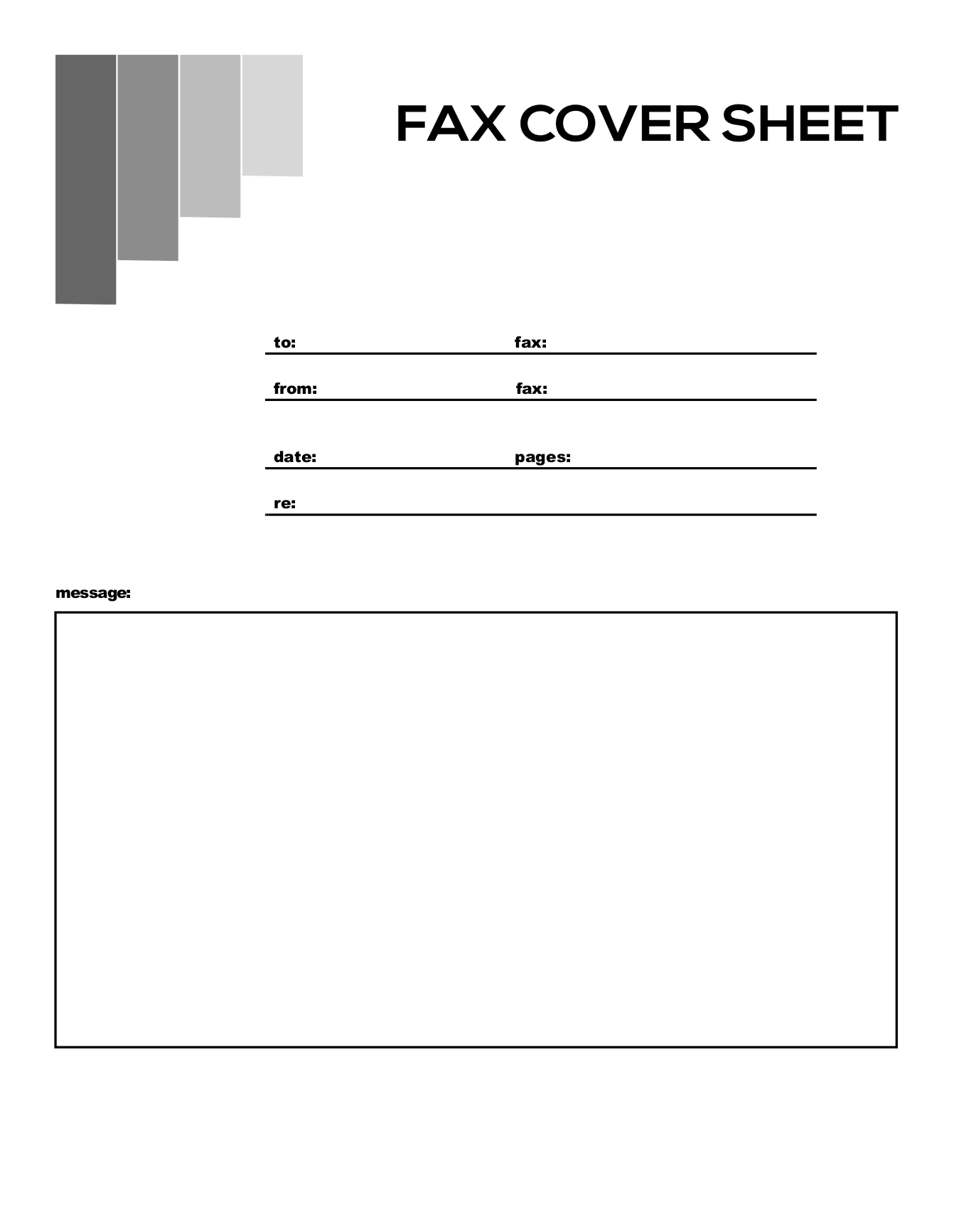 Fax cover sheet template with stacked grey blocks and a FAX COVER SHEET title Fax cover sheet template with stacked grey blocks and a FAX COVER SHEET title