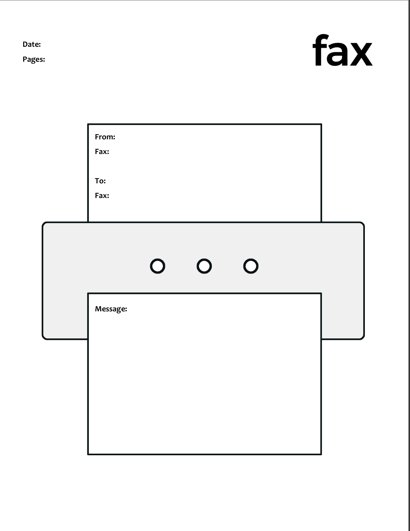 Fax cover sheet with a printer illustration framing the From, To and Message fields Fax cover sheet with a printer illustration framing the From, To and Message fields